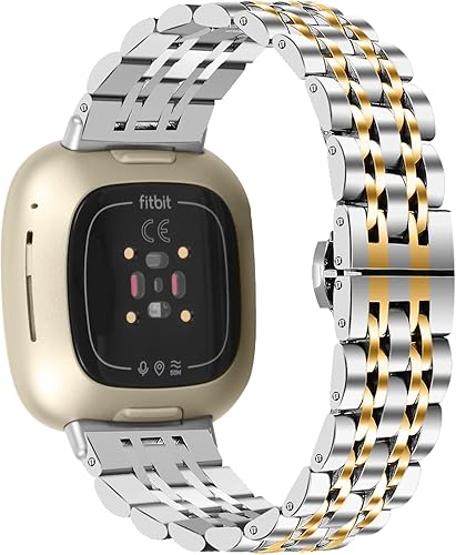 Miniatura 8 de Chofit Compatible con Fitbit Versa 4Versa 3Sense 2Sense Bandas de repuesto de metal de acero inoxidable para Fitbit Versa 4