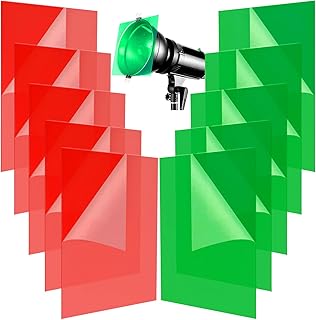 SIQINZONGWA (10 Pcs) Gel Light Filter, Red and Green Transparent Color Lighting Gel Filter Correction Plastic Sheets 8.5 x 11 Inch for Film, Video, Photo, Stage (Christmas)