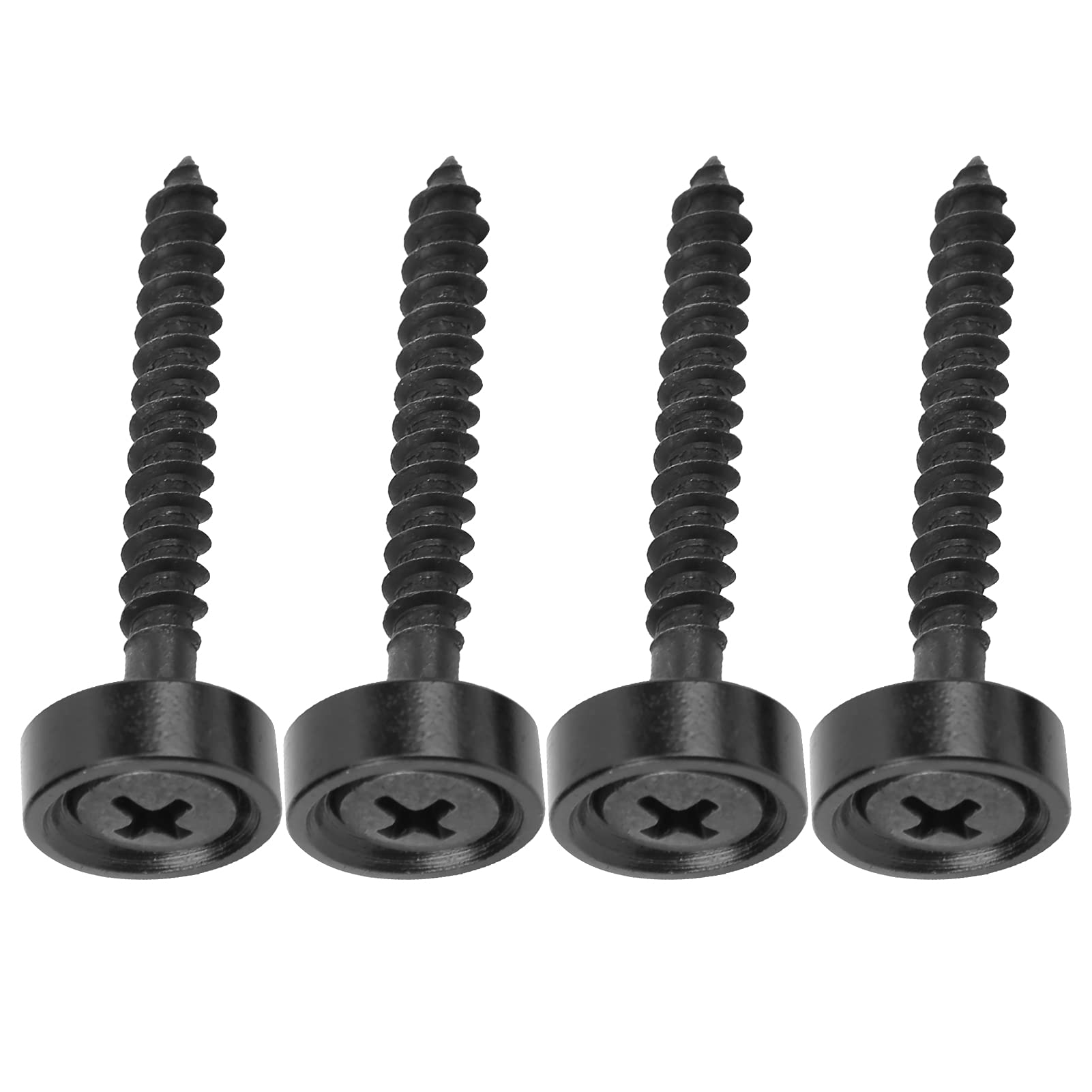 Guitar Neck Screws, 4 Sets Guitar Neck Joint Bushing Set Metal Ferrule Bolt Guitar Neck Shims Guitar String Ferrules with Screw Accessory for Electric Bass (Black)