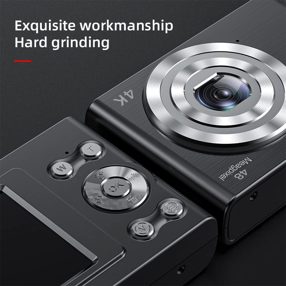 Andoer Fotocamera digitale 4K, fotocamera compatta da 48 MP, 2,4", zoom digitale, 16x, piccola fotocamera ricaricabile con scheda di memoria da 32 GB, studenti, adolescenti, bambini, argento
