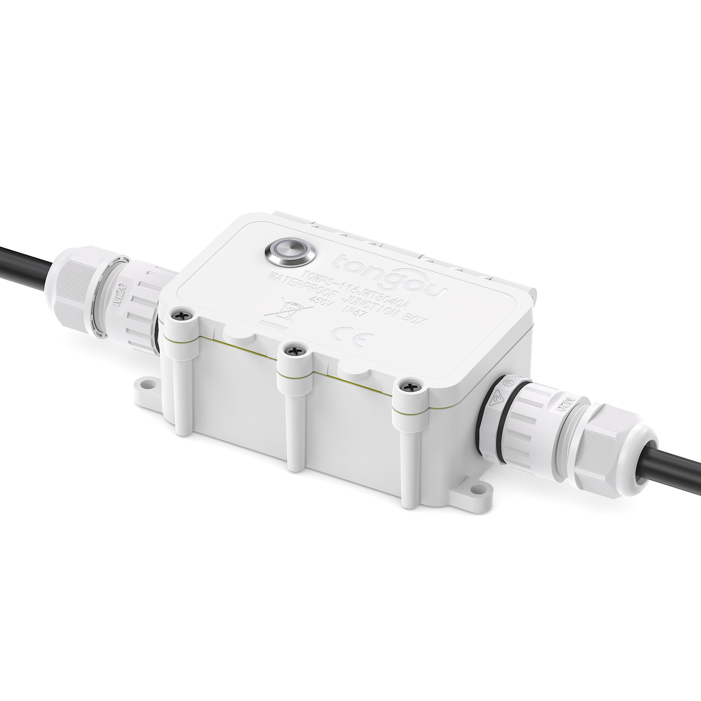 TONGOU Interruptor Smart Life 1 ~ 16 A | Mando a distancia WLAN, control por voz, caja de derivación impermeable IP67 con medición de consumo de energía | protegido contra sobrecarga | domótica