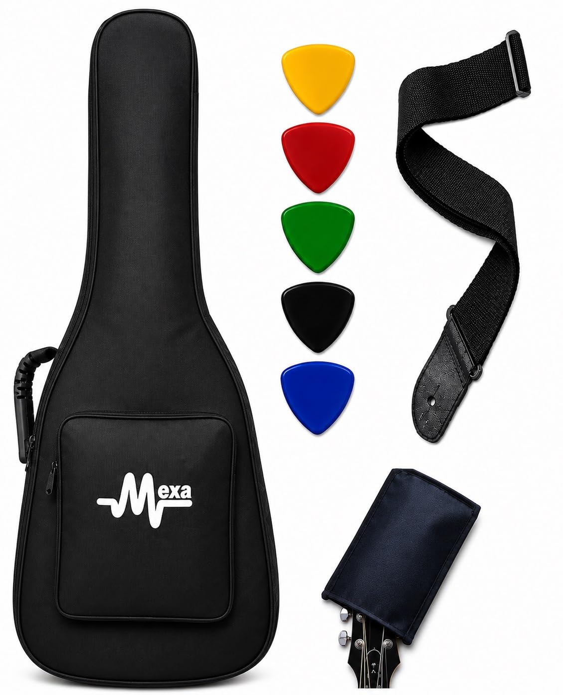 Mexa Polyester Heavy Padded Bag/Cover/Case For All 38, 39, 40, 41 Inch Acoustic Guitars Like For Fender, Yamaha, Cort, Ibanez, Xtag, Vault, Hobmer, Givson, Kaps, Rocks And Other All Brands, black-image-18