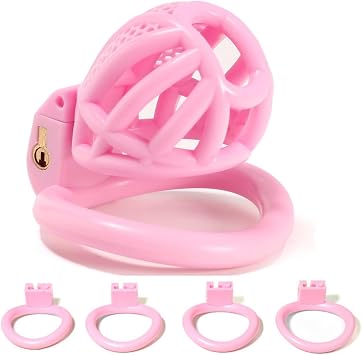 Mesh Honeycomb Breathable Cage for Mens Beginners with 4 Fixed Carabiners 40mm/43mm/44mm/46mm Pink, S