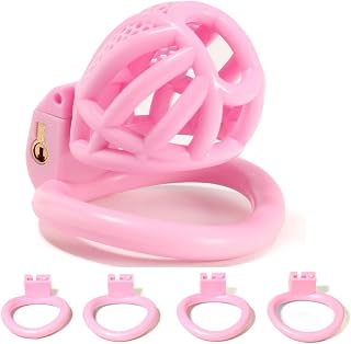 Mesh Honeycomb Breathable Cage for Men's Beginners with 4 Fixed Carabiners (40mm/43mm/44mm/46mm) (Pink, S)