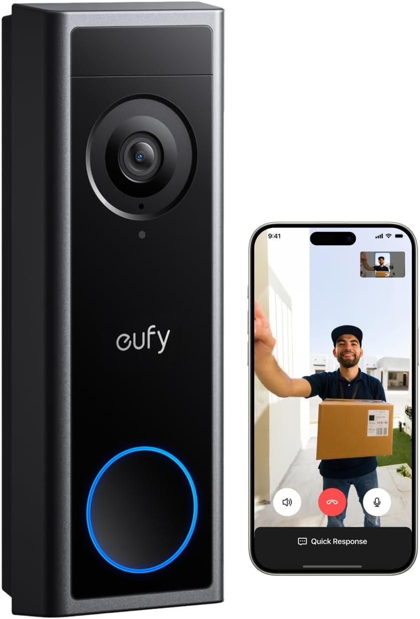 eufy Security Video Doorbell Camera C31, 2K FHD Battery or Hardwire Powered(16~24V), Easy to Install, Quick-Release Battery, Live Video Call, 24/7 Recording(Wired), Human & Motion Detection