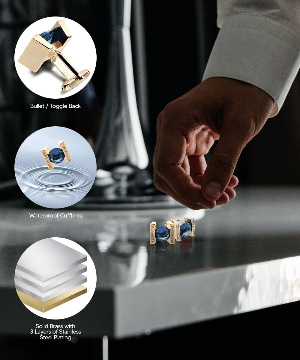 Colored Crystal Princess Cut Cufflinks