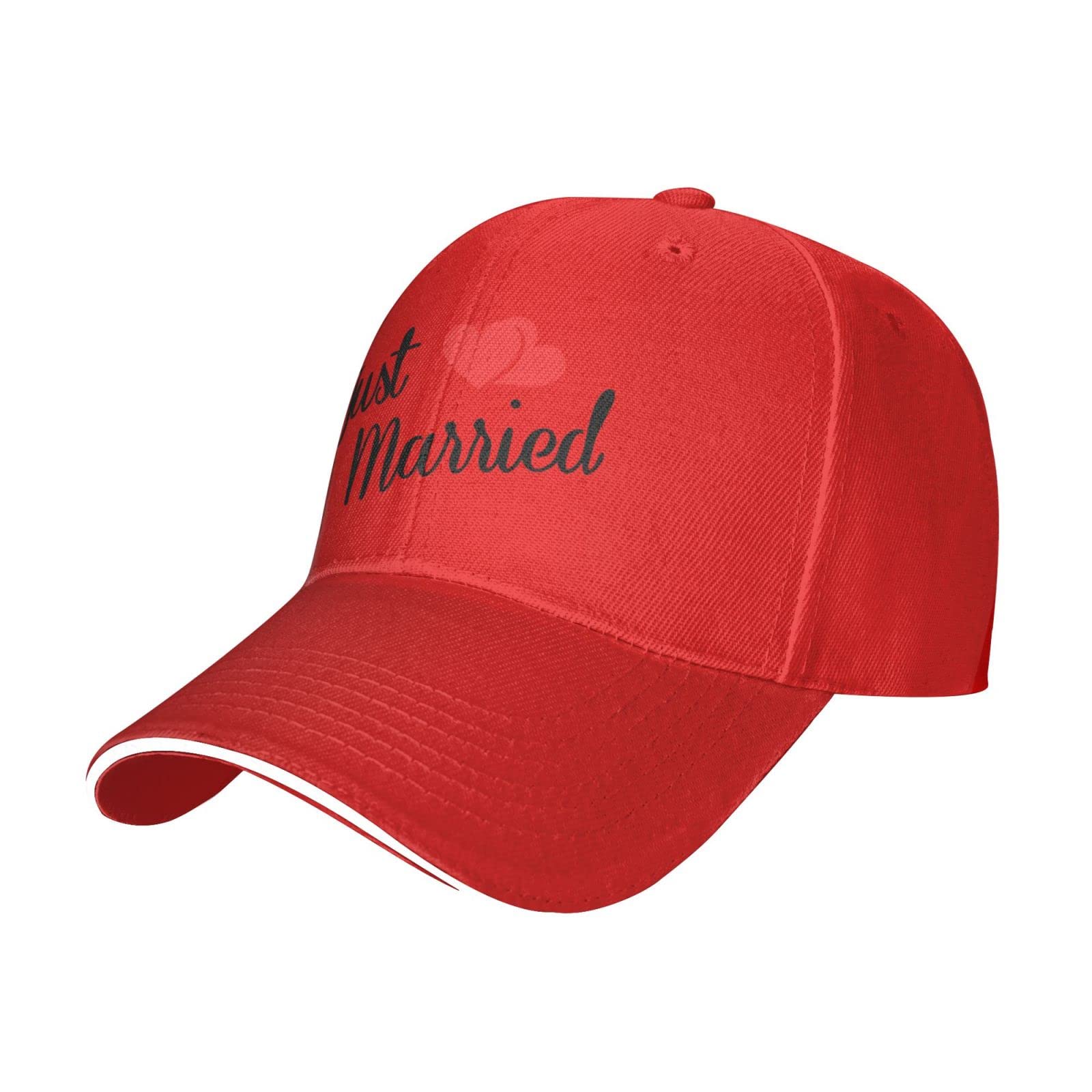 KWQDOZF Just Married Love Adjustable Sandwich Bill Hat Baseball Cap Trucker Cap Red