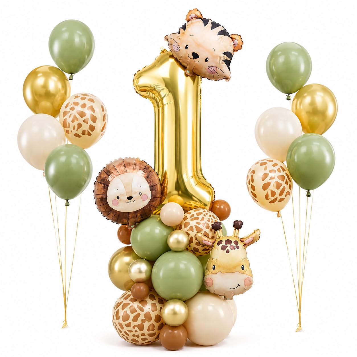 Wild One Birthday Decorations with Number 1 and safari Balloons