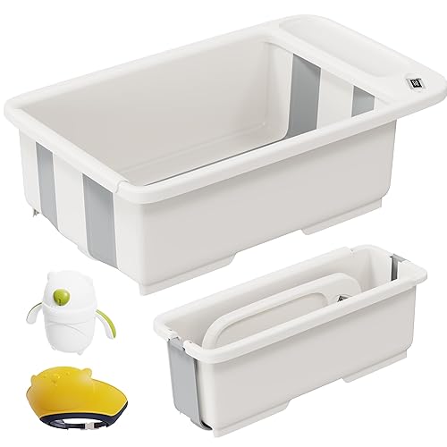 Bañera plegable para bebé, bañera plegable para bebé con pantalla de temperatura inteligente, bañera de viaje portátil, ideal para bebés de 0 a 36
