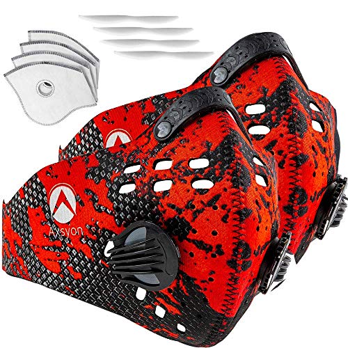Axsyon Dust Mask 2 PackÂ Reusable Face mask with 4 Replacement Activated Carbon Filters for Protection in Running Cycling Sports Gym Workout or Working in Woodworking Construction Sanding