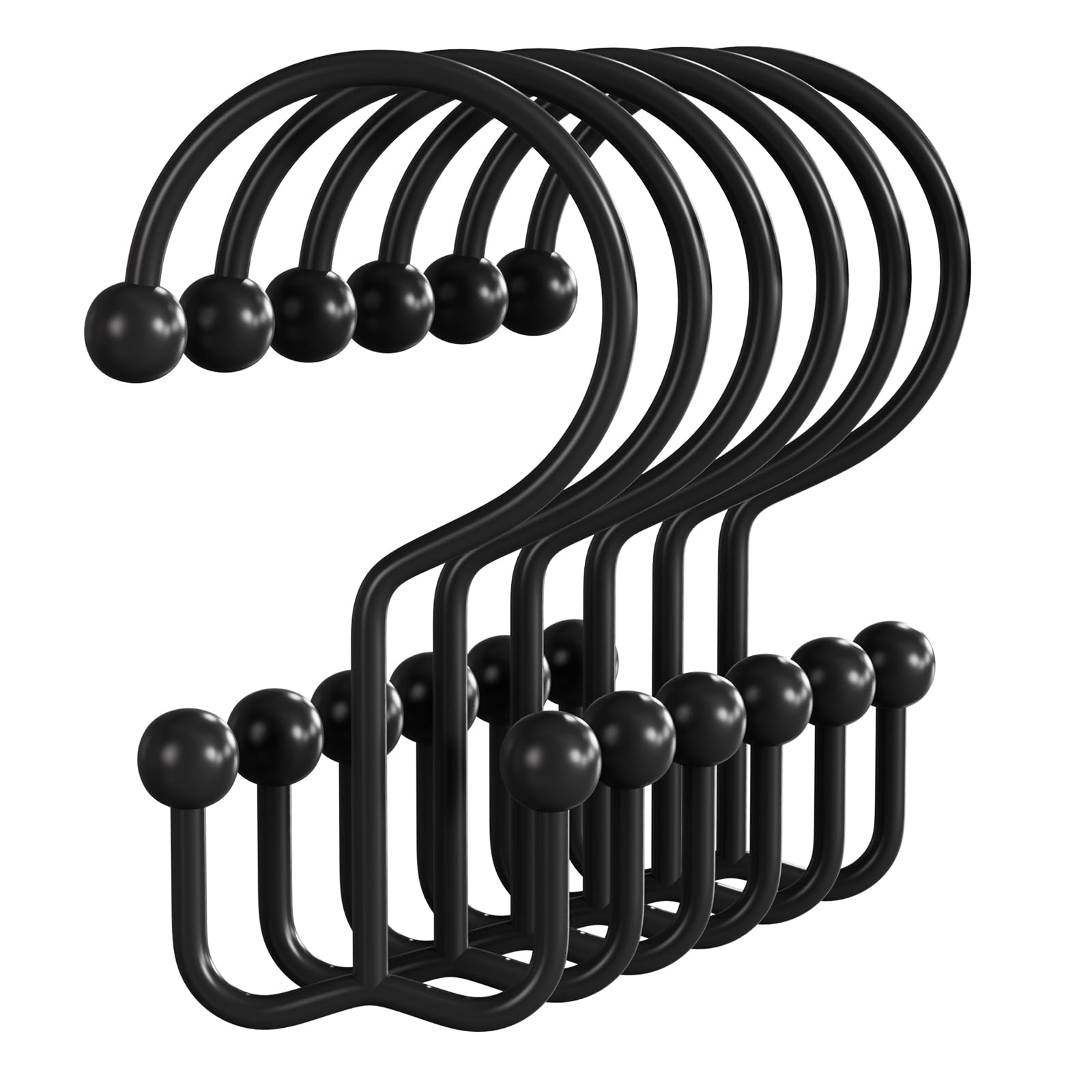 Shower Curtain Hooks Matte Black Shower Curtain Rings 12 Pcs Double Hook Shower Curtain Hooks Rings Shower Curtain