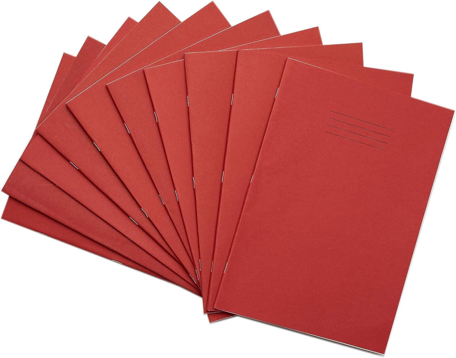 Rhino A4 Tinted Exercise Book, Red Cover with Green Coloured Paper, 50 Pack, 48 Page / 8mm Lined with Margin Dyslexia & SEN Notebook Aids & Resources