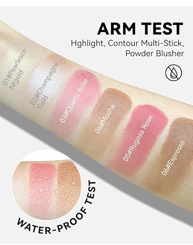 Colorete en barra, Maquillaje en crema, una barra de maquillaje profesional para contornear y perfilar, con cobertura, larga duración y resistente al agua (#3, mediano) - imagen 4