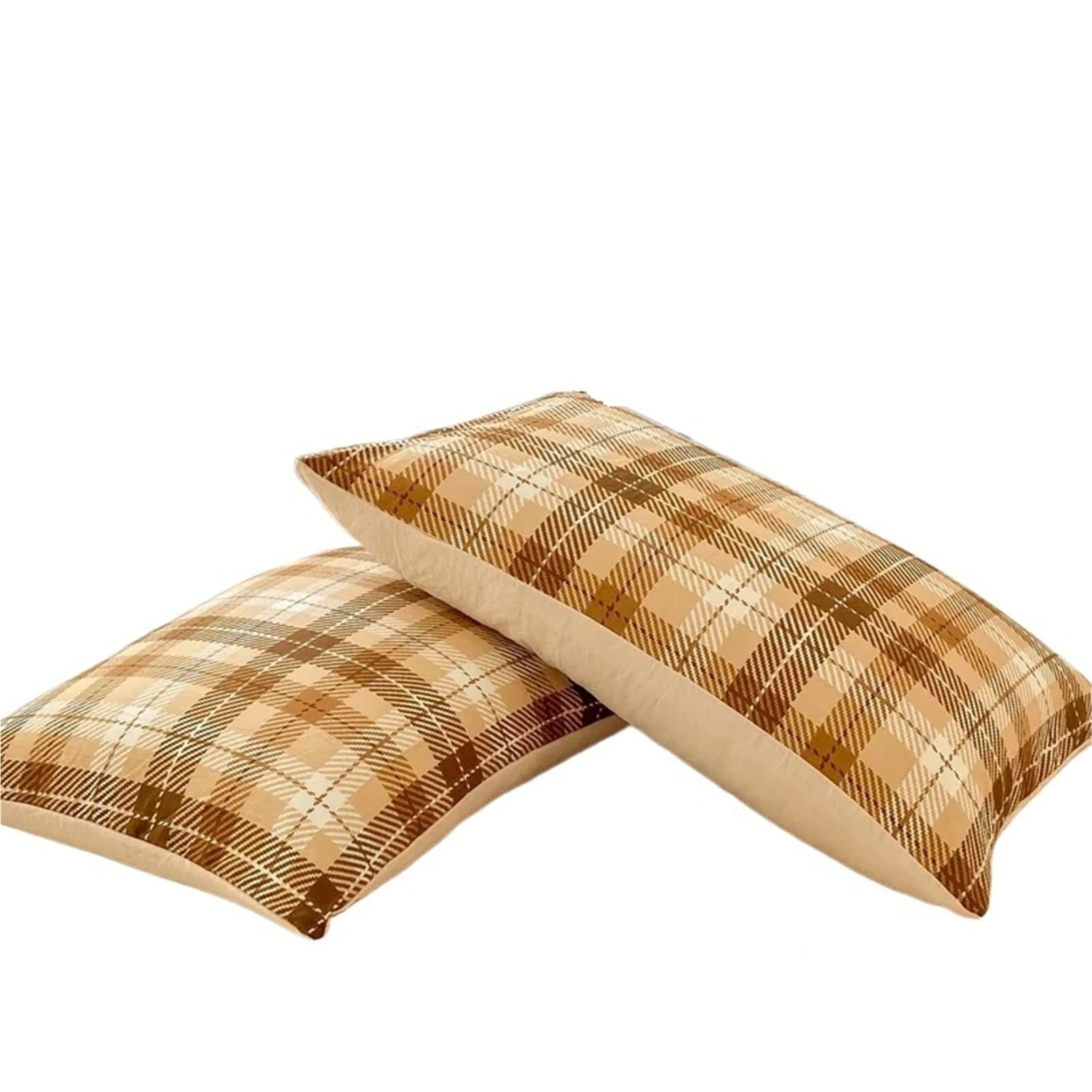 Pillowcase 2pcs Soft Pillowcases Rectangle Pillow Cover Plaid Style Pillowslip 48x74cm Cushion Covers Home Bed Case(Maillard)
