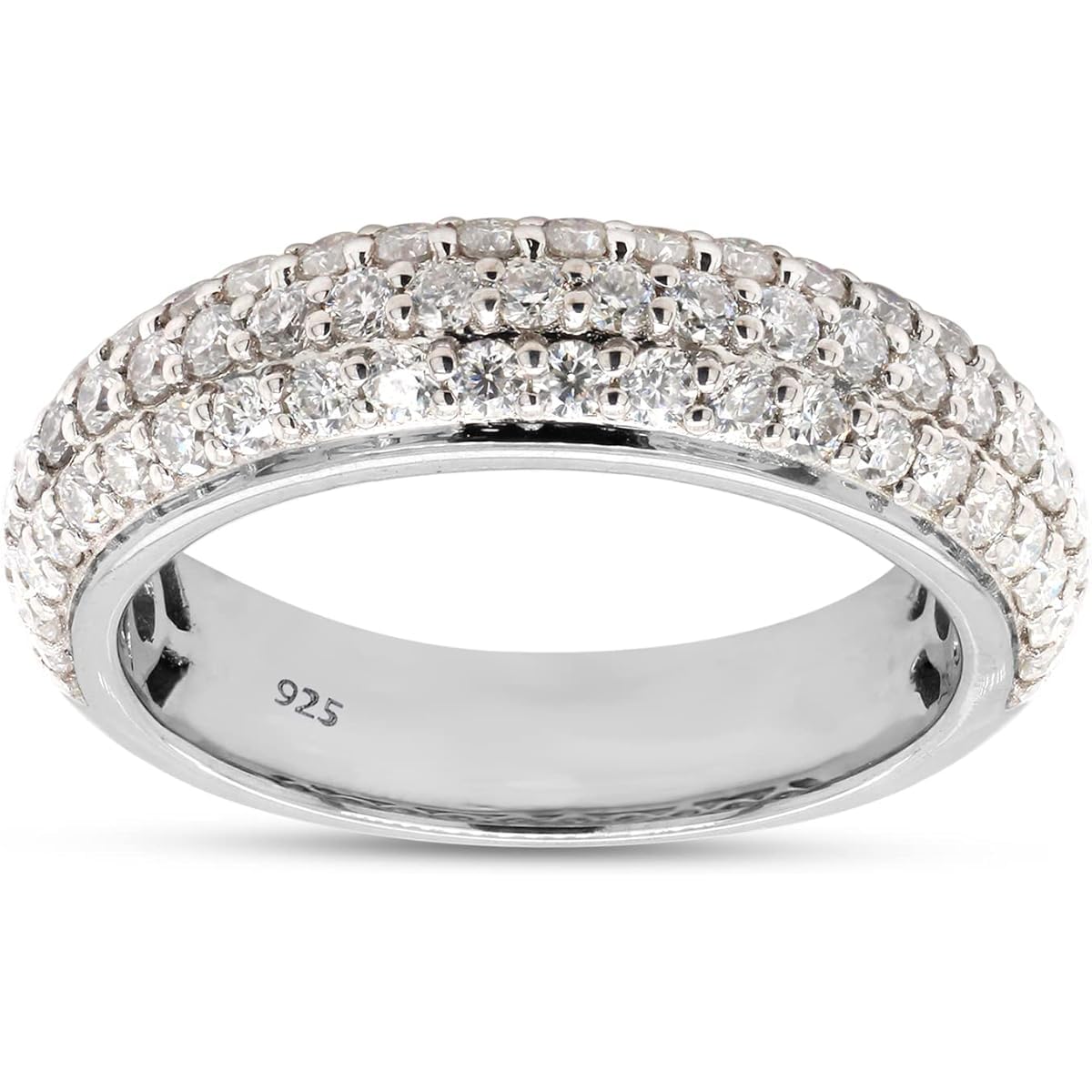 3 Row Eternity Wedding Band Ring Women in 925 Sterling Silver 1 CT | Round Moissanite or Lab Grown Diamond in 14K Gold Over Sterling Silver Jewelry