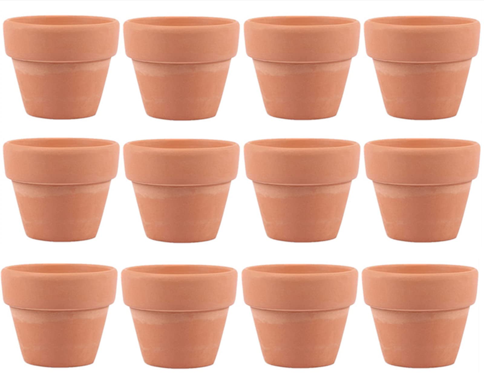 EVERMARKET Small Mini Clay Pots, 12 Pcs 1.2" Terracotta Pot Clay Ceramic Pottery Planter, Cactus Flower Nursery Terra Cotta Pots, with Drainage Hole, for Indoor/Outdoor Succulent Plants