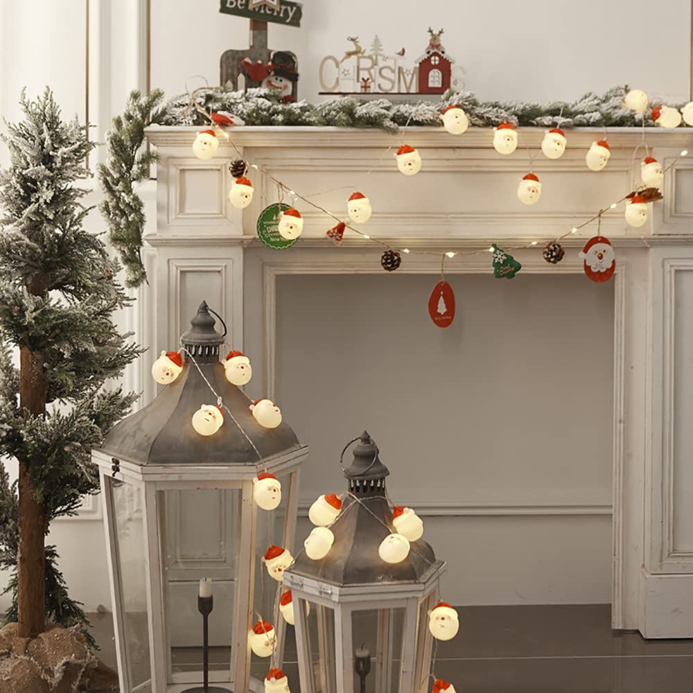 Stringa di luci Natalizie, luci Stringa Impermeabili per Decorazioni Natalizie Festa sull'albero, luci Stringa di Babbo Natale, Lucine Bianche Calde a 20 LED (Batteria)