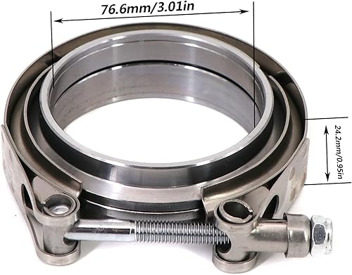 Miniatura 2 de Abrazadera de perno de banda en V de acero inoxidable de 3.0 pulgadas con 2 piezas de bridas macho hembra kit para tubos de escape Turbo (2 KITS)
