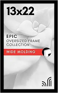 Americanflat 13x22 Picture Frame with Polished Plexiglass - Black Picture Frame - Wide Photo Frames Made of Engineered Wood for Vertical or Horizontal Wall Display - Epic Collection - Black