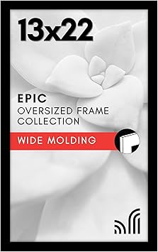 Americanflat 13x22 Picture Frame with Polished Plexiglass - Black Picture Frame - Wide Photo Frames Made of Engineered Wood for Vertical or Horizontal Wall Display - Epic Collection - Black