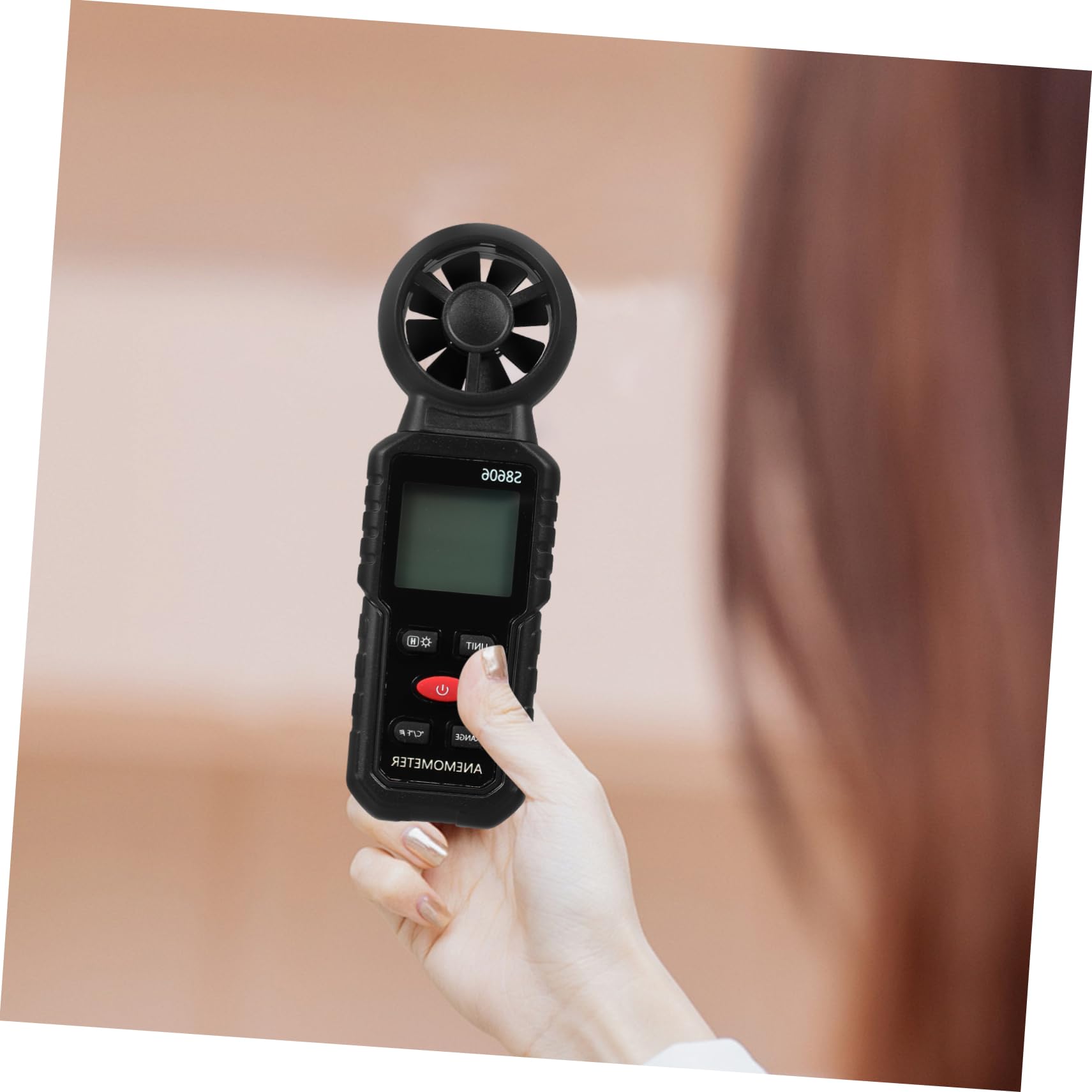 Anemometro Portatile per Misurazione Vento, Plastico, Nero