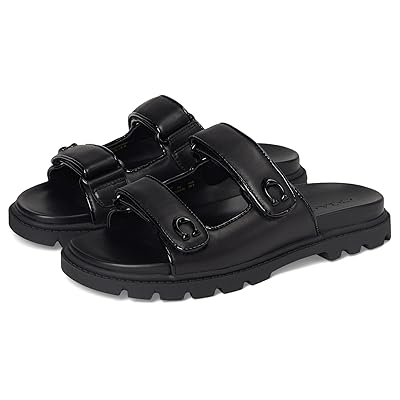 COACH Sculpted C Leather Double Band Sandals Women