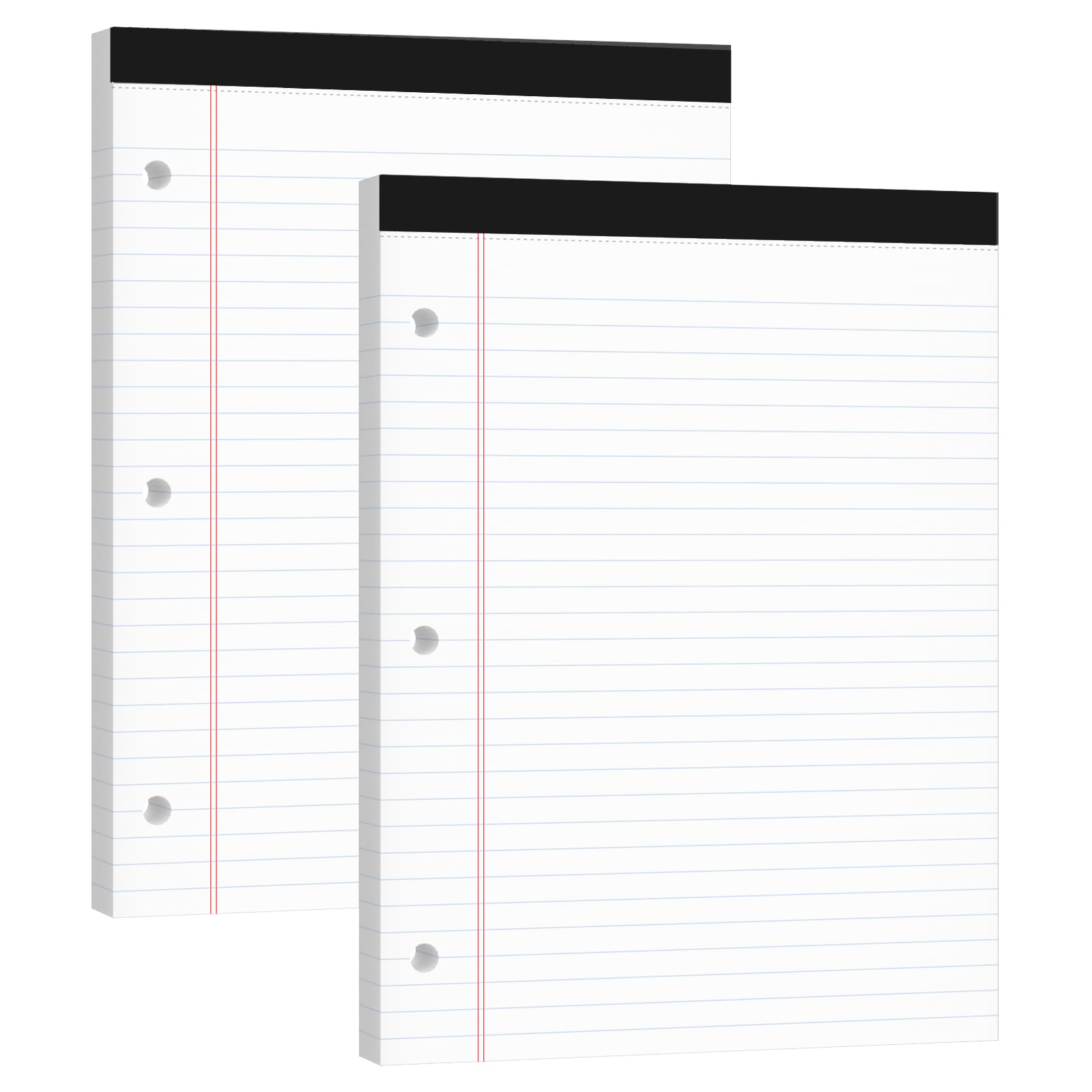 Legal Pads 8 5x11 50 Sheets Pack 2-Pack 3-Hole Punch Perforated Writing Pads Wide Ruled White Lined Paper