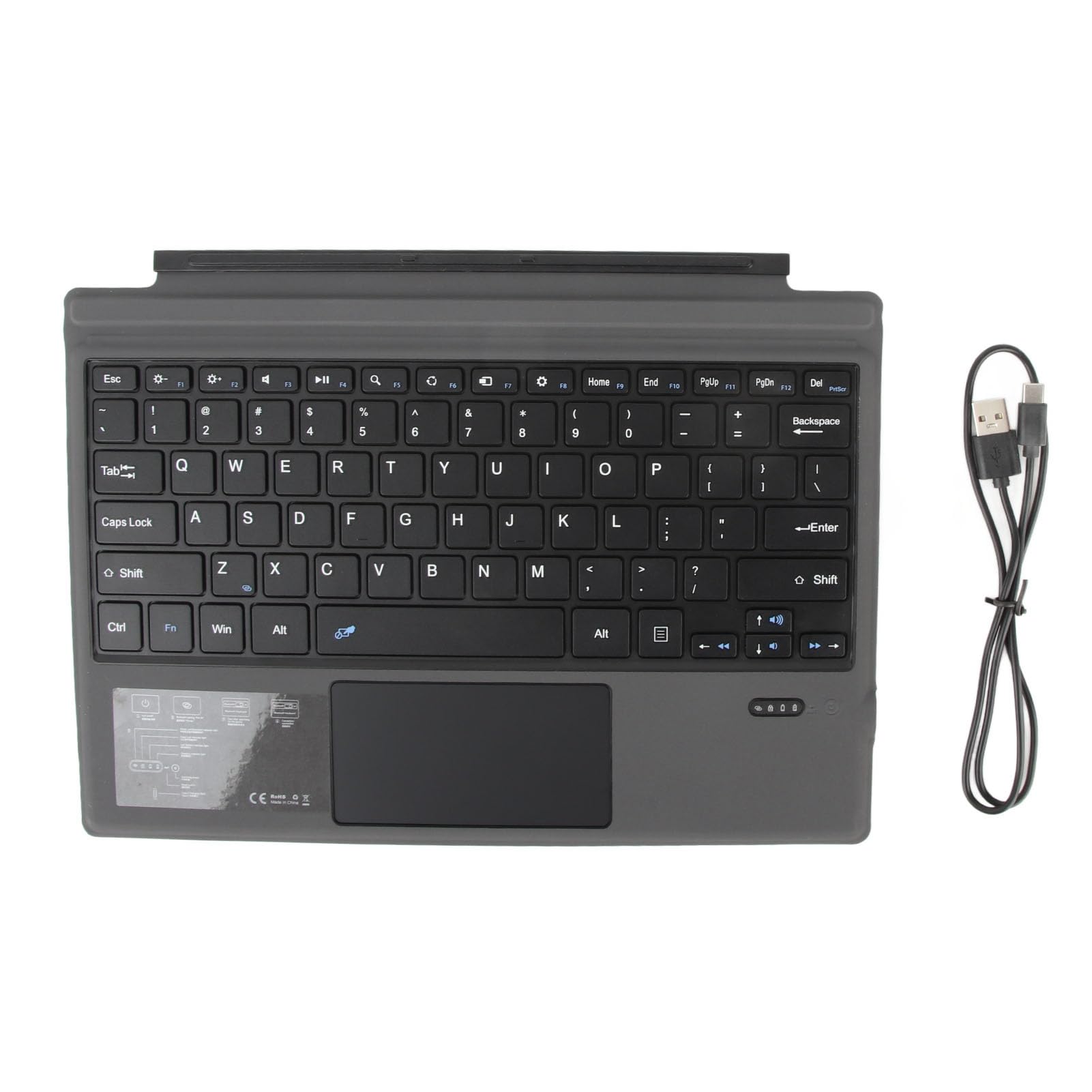 Lazimin Tastiera Bluetooth Pieghevole, Tastiera Pieghevole USB Ricaricabile Ultrasottile Wireless Mini Tastiera per IOS Android Windows PC Tablet Smartphone(Grigio