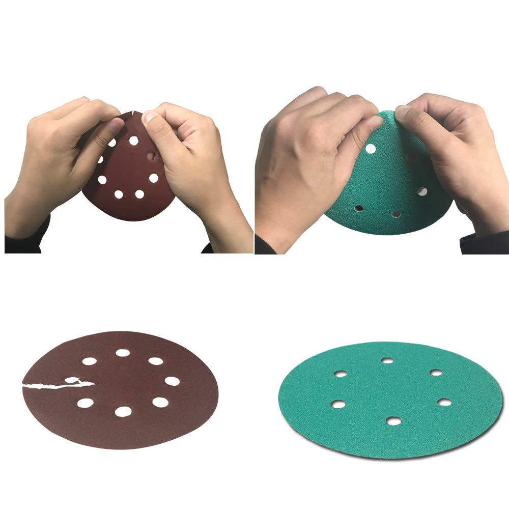 25 piezas 150 mm 6 '' Película Papel de lija Disco Herramientas abrasivas Anti obstrucción Wet & amp; Dry Hook & amp; Papel de lijar en bucle Grano de respaldo 60~400, como se muestra, Grano 180