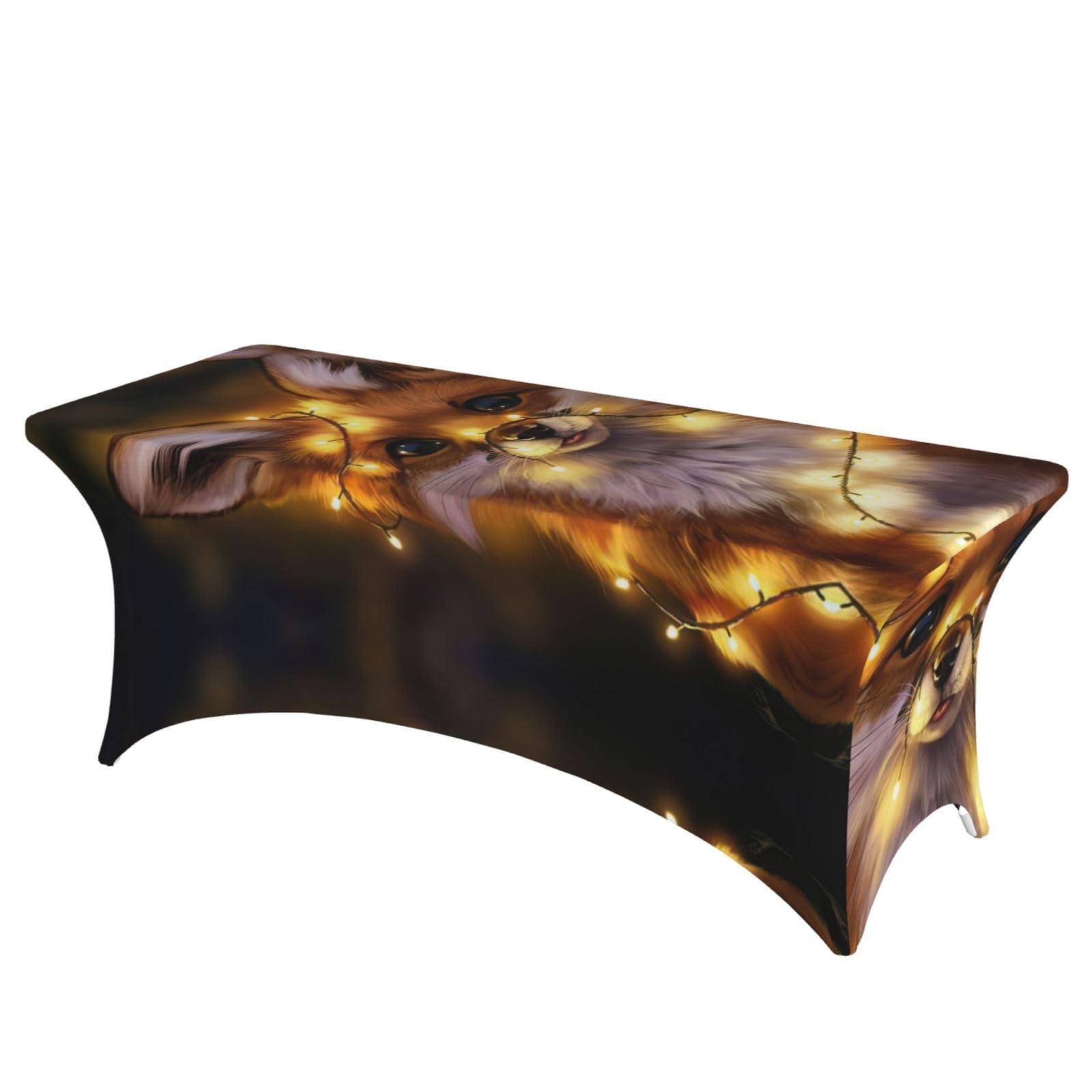 Housse élasthanne imprimé renard nappe extensible table rectangulaire 1m80