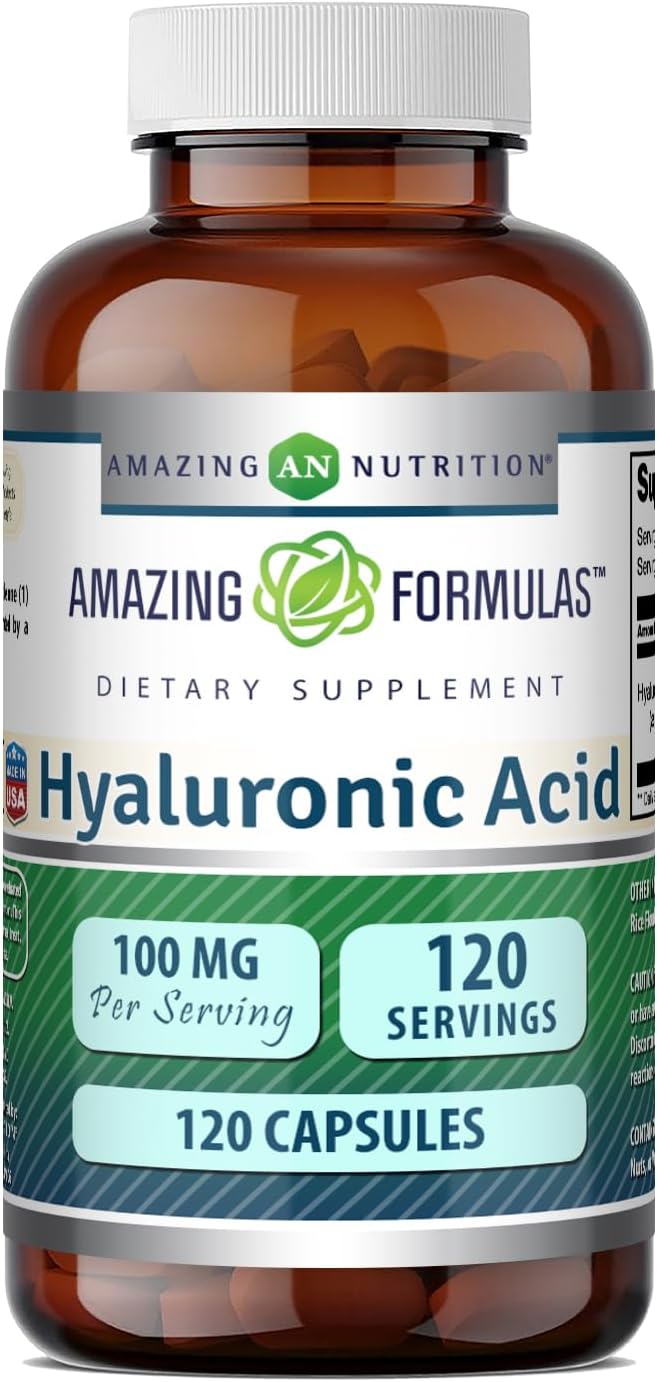 Amazing Formulas Hyaluronic Acid 100 Mg Supplement | Capsules | Non-GMO | Gluten-Free | Made in USA (1 Pack | 120 Count)