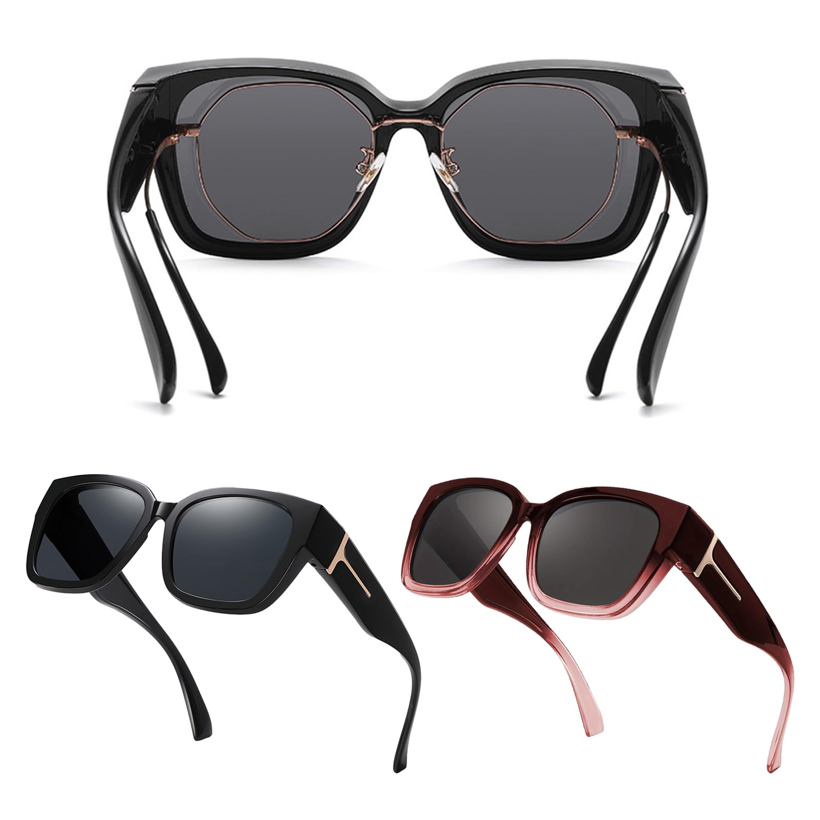 2 Pack Polarisierte Überzieh Sonnenbrille Herren und Damen, Sonnenbrille für Brillenträger, sonnenbrille für üBer Die Brille, UV400 Schutz Übergroß, Ultra Leicht Fahren Angeln