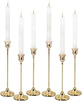 LEPAOSHENG Gold Vintage Candlestick Holders 6PCS - Metal Taper Candle Holders for Wedding, Christmas, Table Mantel Decor