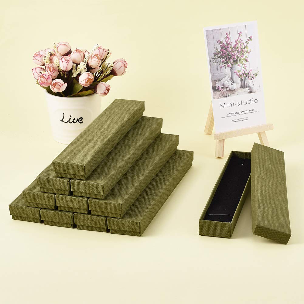 Craftdady 12Pcs Long Rectangle Black Cardboard Boxes Jewelry Gift Box