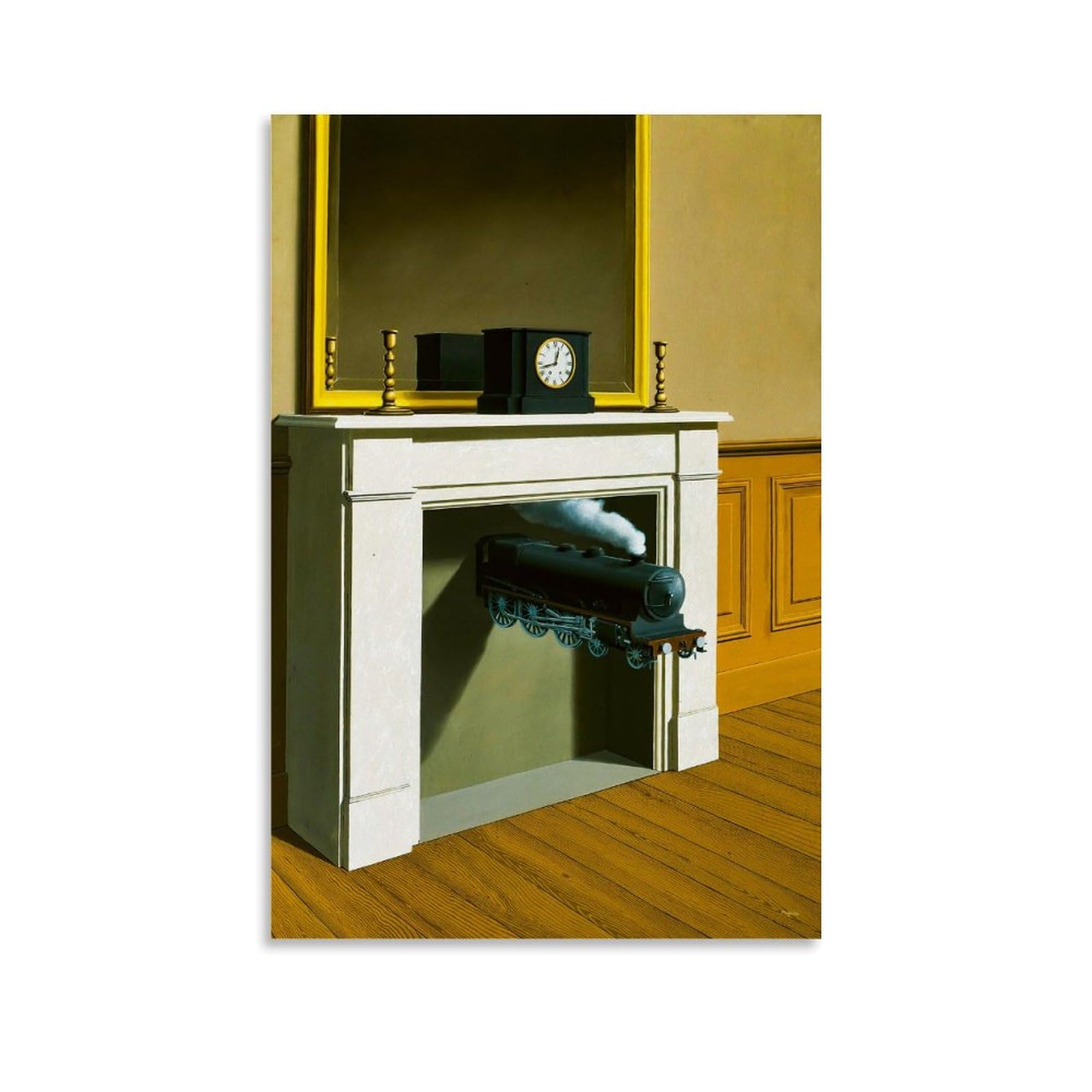 GAJUYL Surrealist Rene Magritte Poster Time Transfixed,1938, Painter Art Poster Canvas Printing Decorative Painting; Unframe; 24x36inch(60x90cm)