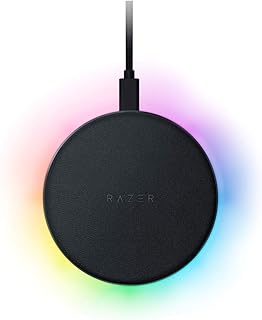 Razer Chroma Charging Pad 10W Fast Wireless Charger -Wireless Charger with Chroma RGB (Fast Wireless Charging, Chroma RGB, Soft Touch Rubber Top) Black