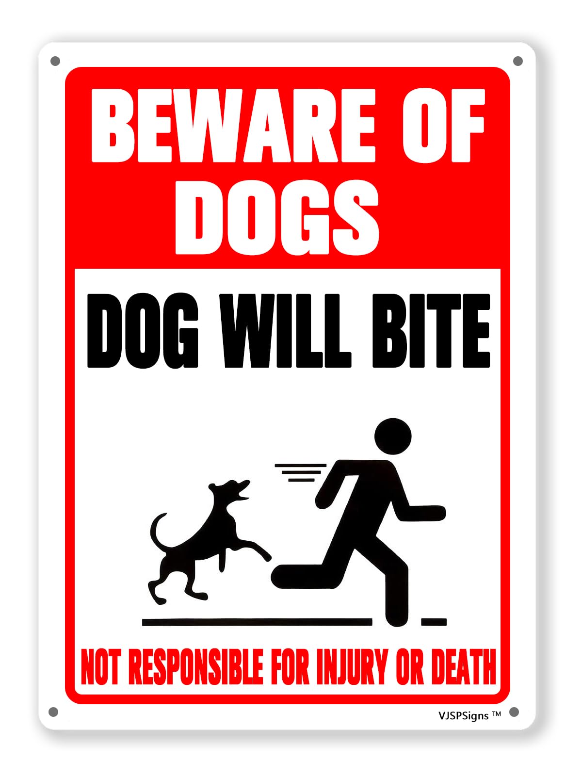 peiyeety Funny Dog Decor Sign,Beware of Dog for Fence Sign,Dogs on Premises Sign Not Responsible for Injury Or Death 8"X12" Metal Aluminum Sign