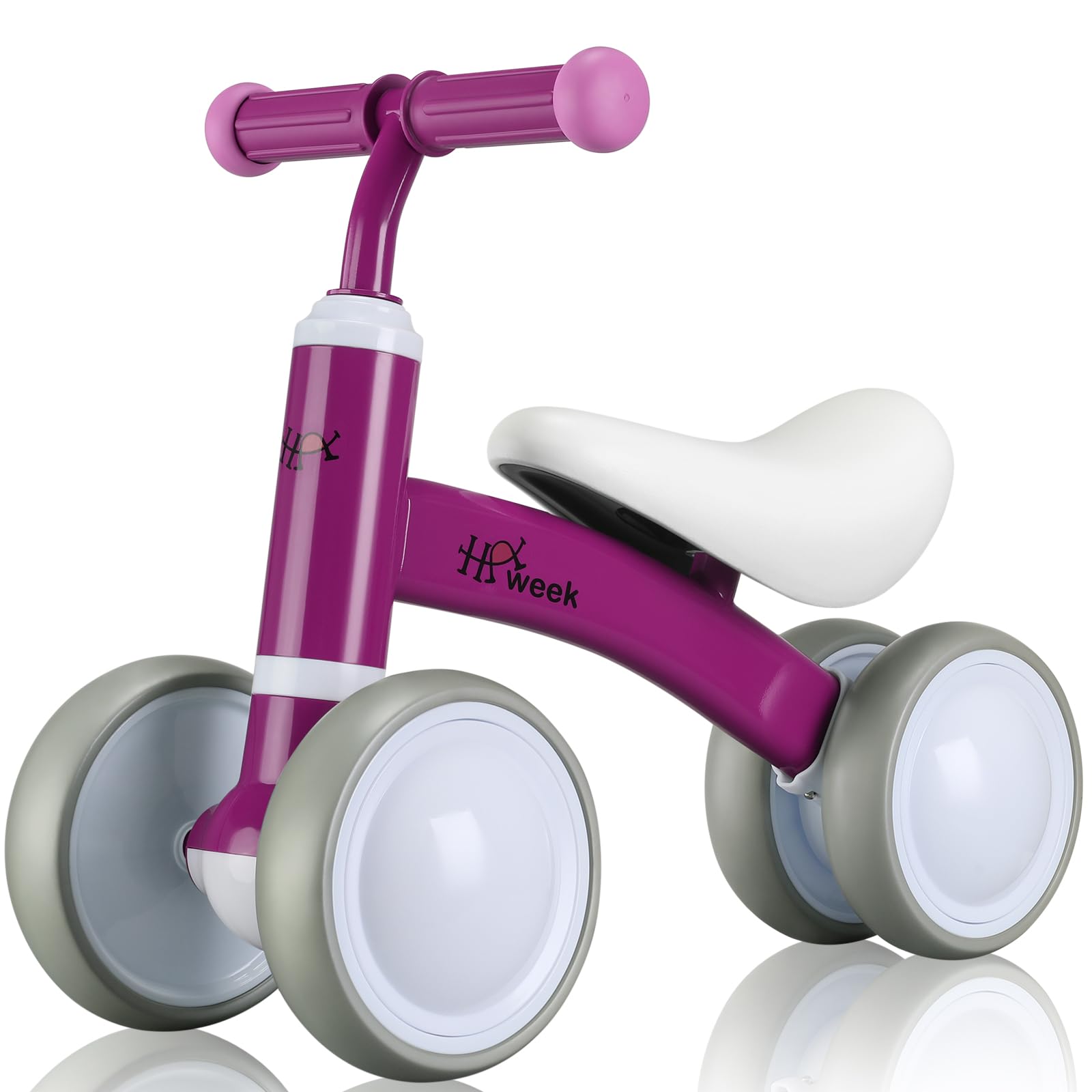 HAWEEK Baby Balance Bike Toys for 1 Year Old Boy and Girl Toddler Bike 12-36 Months Baby Walker Riding Gifts for Boys Girls No Pedal Infant 4 Wheels Baby's First Birthday Gift… (Purple)