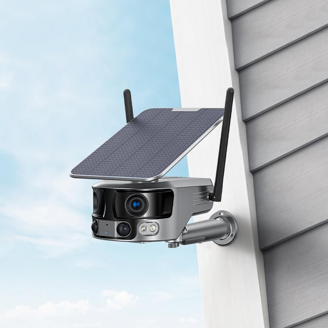 7MD STOREBinocular 4G/WIFI CCTV Camera 4K Quality Resolution Dual Lens With 180° Viewing Angle Night Vision SD Card Supported Intelligent Human Tracking App Control Waterproof. (4G)