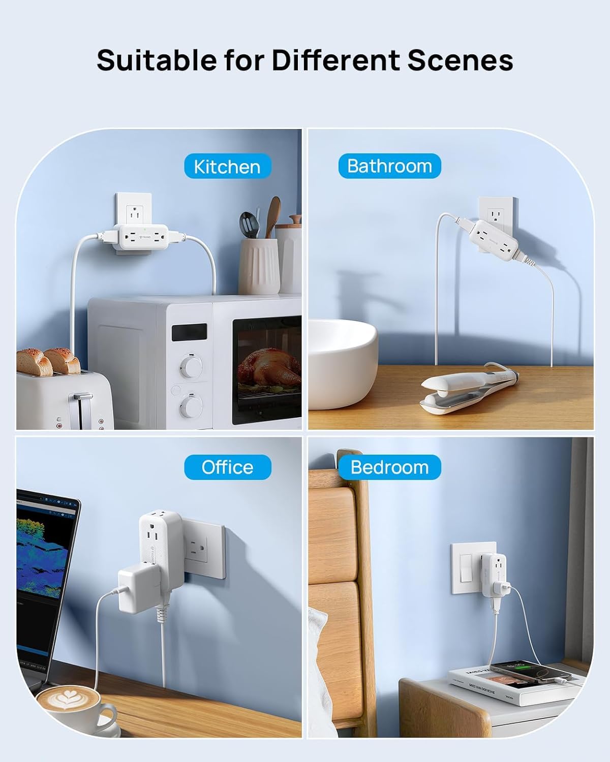 TROND Rotating Surge Protector - 4 Outlet Extender -7 TROND Rotating Surge Protector - 4 Outlet Extender -7
