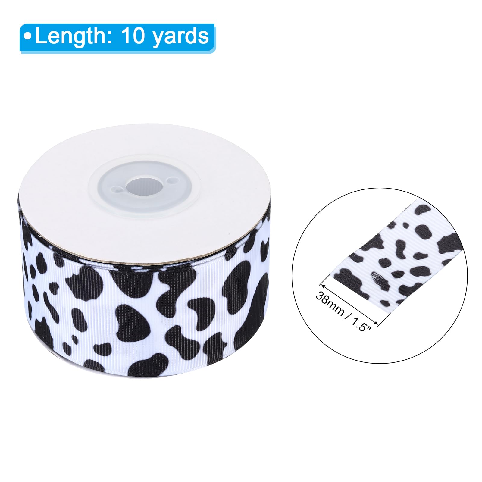PATIKIL 10 Yards Ribbon for Gift Wrapping 1pcs 38mm(1 1/2 Inch) Cow Print Ribbons for Crafts Thin Ribbon for Wedding Decoration Gifts Home Coming-Mum Hat Bow - Image 2