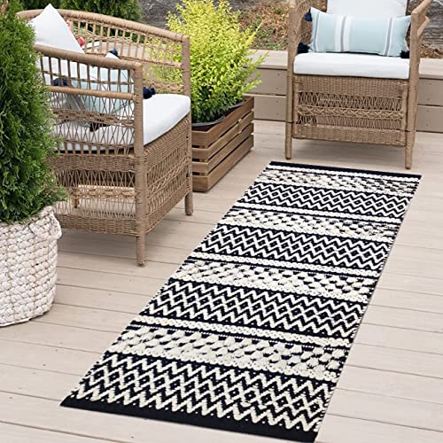 Image of inch2x5 Ft Cotton Rug Runner - Soft Handwoven Carpet for Hallway, Entryway & Bedroom Lightweight, Washable & Non-Slip Floor Mat