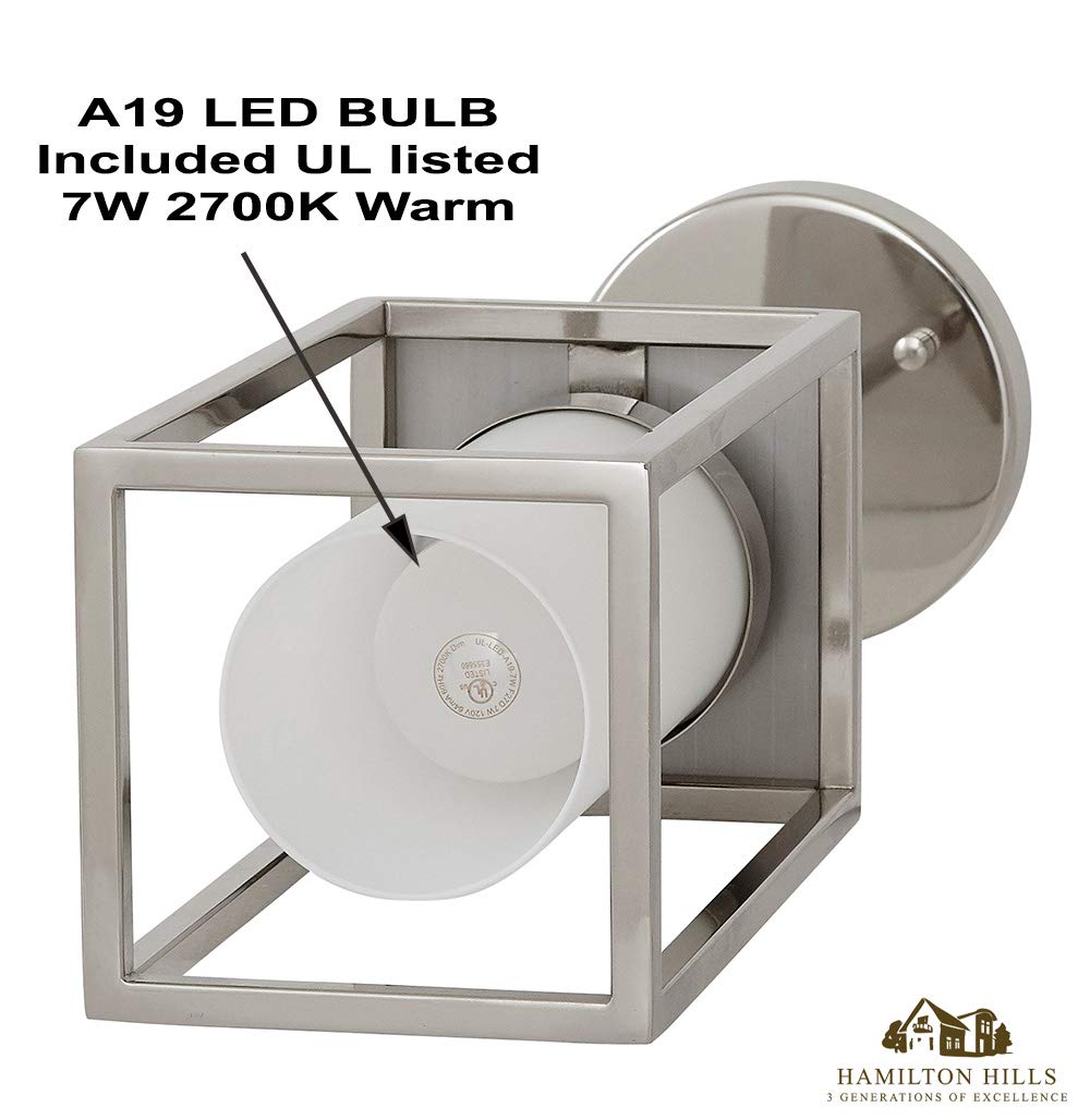 Polished Nickel Glass LED Box Pendant Light