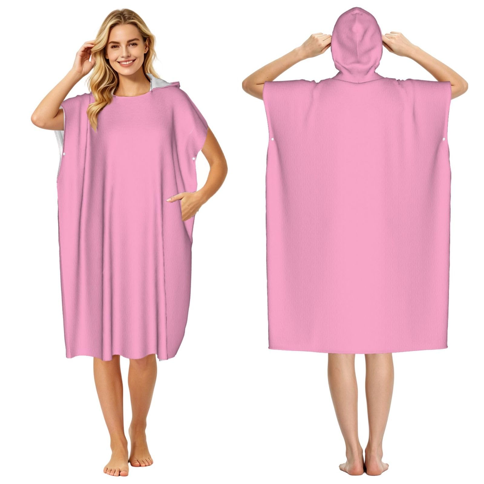 KLGRTJHK Peony Pink Adult Hooded Beach Poncho Towel 43"X35"