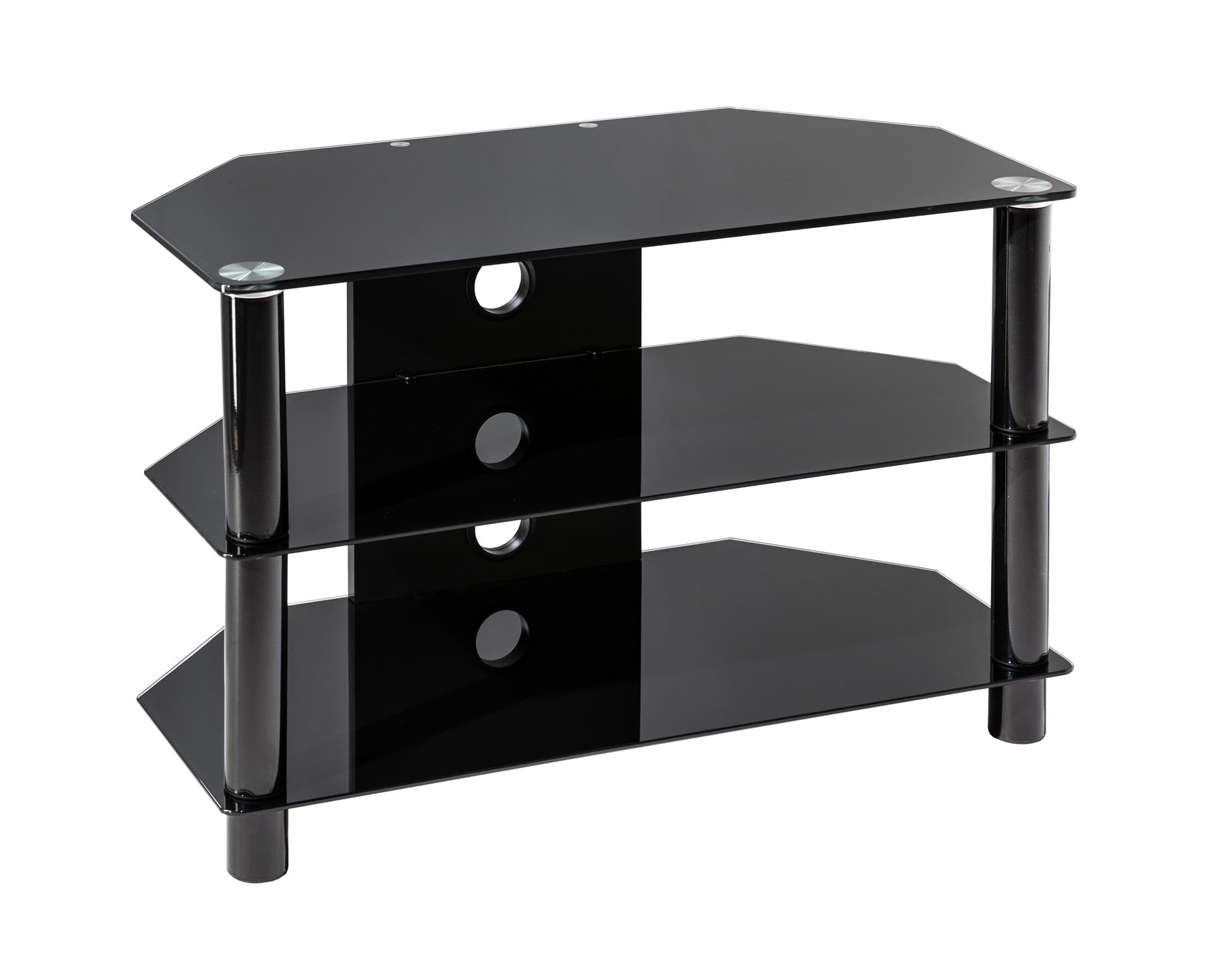 Alphason Essentials 800 TV Stand - Black - 80cm Wide - D-Shaped - Cable Management
