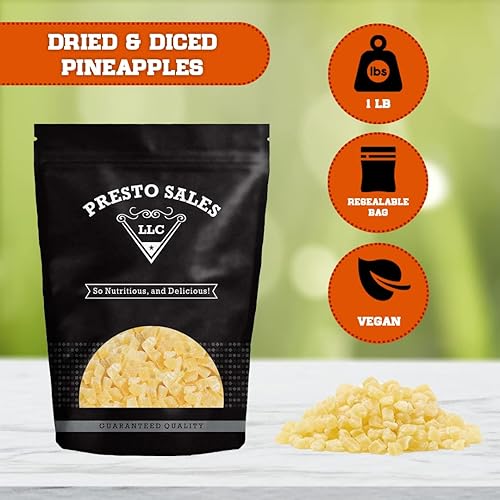 Miniatura 2 de Presto Sales LLC - Piña en cubitos, energía natural, sabrosa, fiesta, aperitivo, saludable, afrutado, dulce, adorable, empaquetado en una bolsa