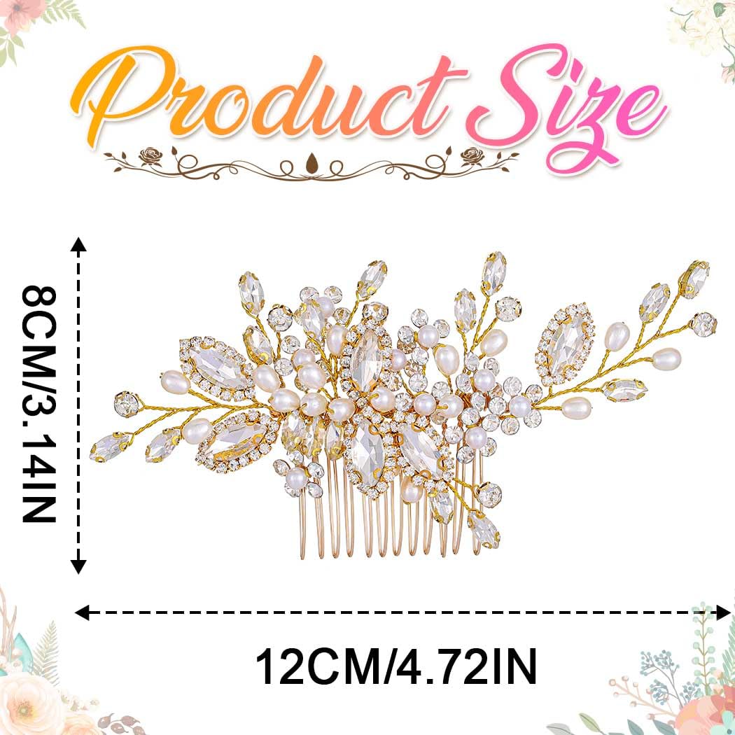 GORAIS Rhinestone Bridal Hair Comb Gold Wedding Hair Accessories Prom Hair Pieces for Brides and Women - Image 7