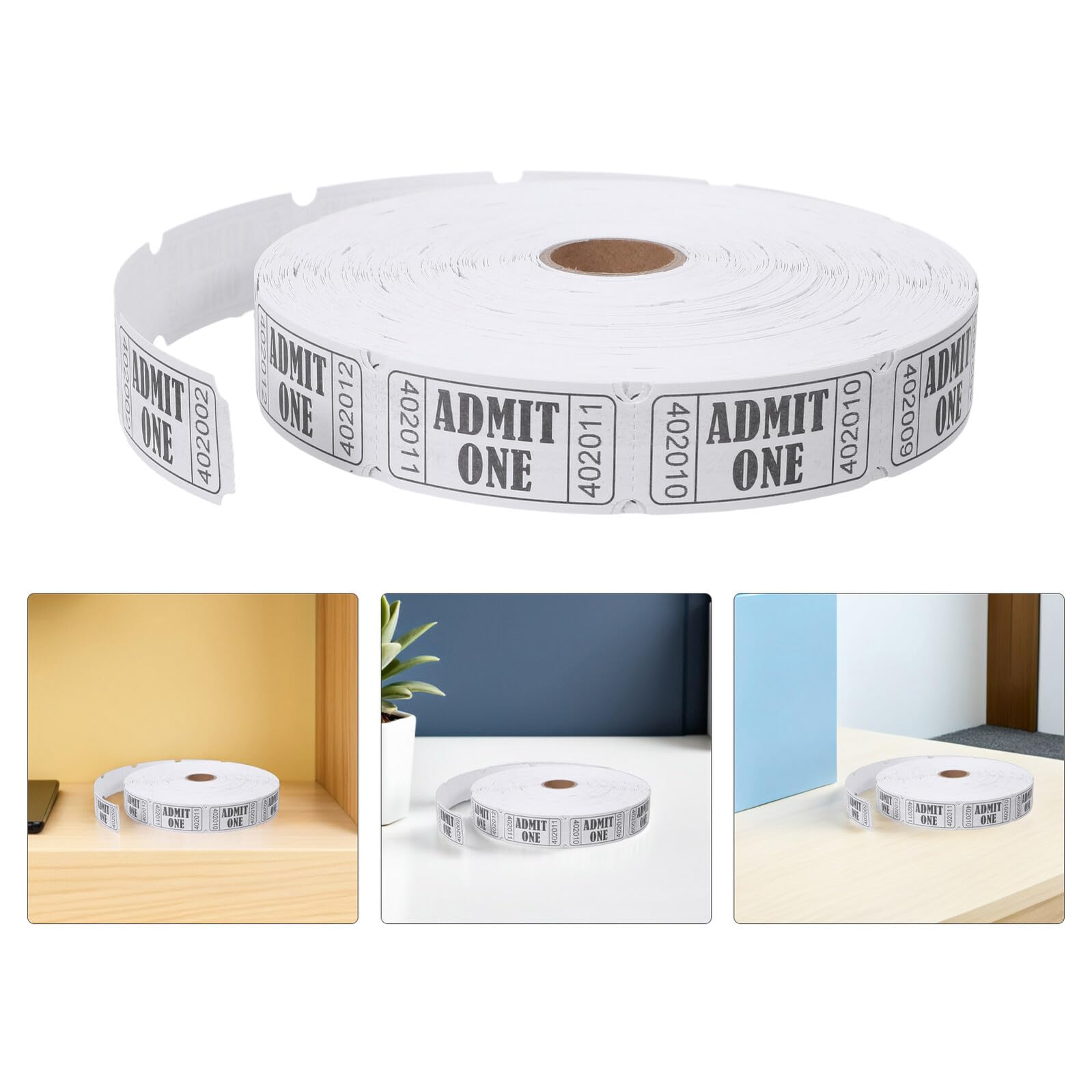 Rouleau de 2000 Billets de Tombola Numérotés en Papier Blanc Impression Solide, Design Élégant pour Récompense de Classe et Événements Festifs