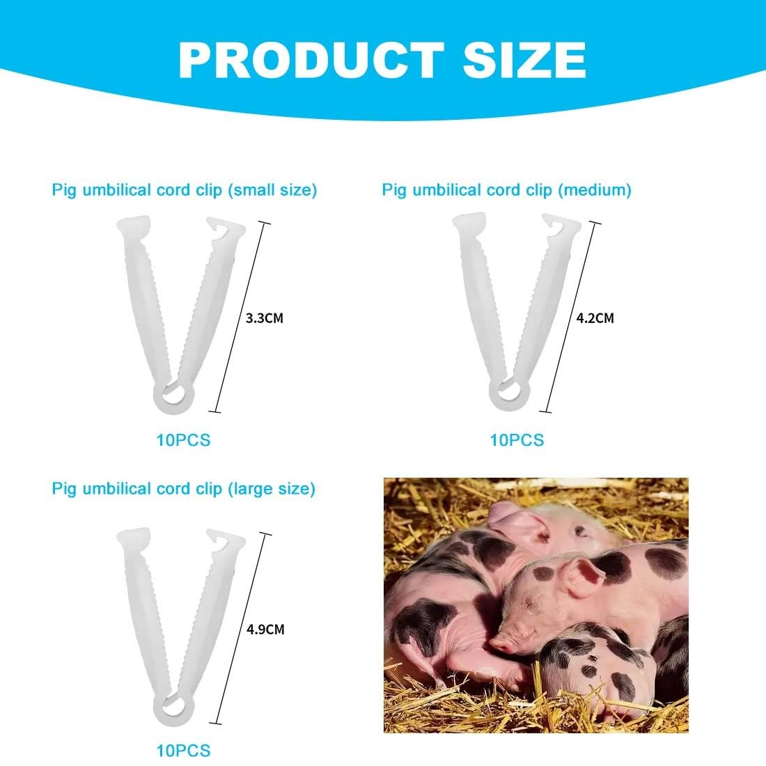 JEYORZY 30er-Pack Nabelschnurklemmen – Wiederverwendbare Kunststoffklammern Mit Rillengriff, Für Ferkel, Lämmer, Ziegen, Welpen & Kätzchen