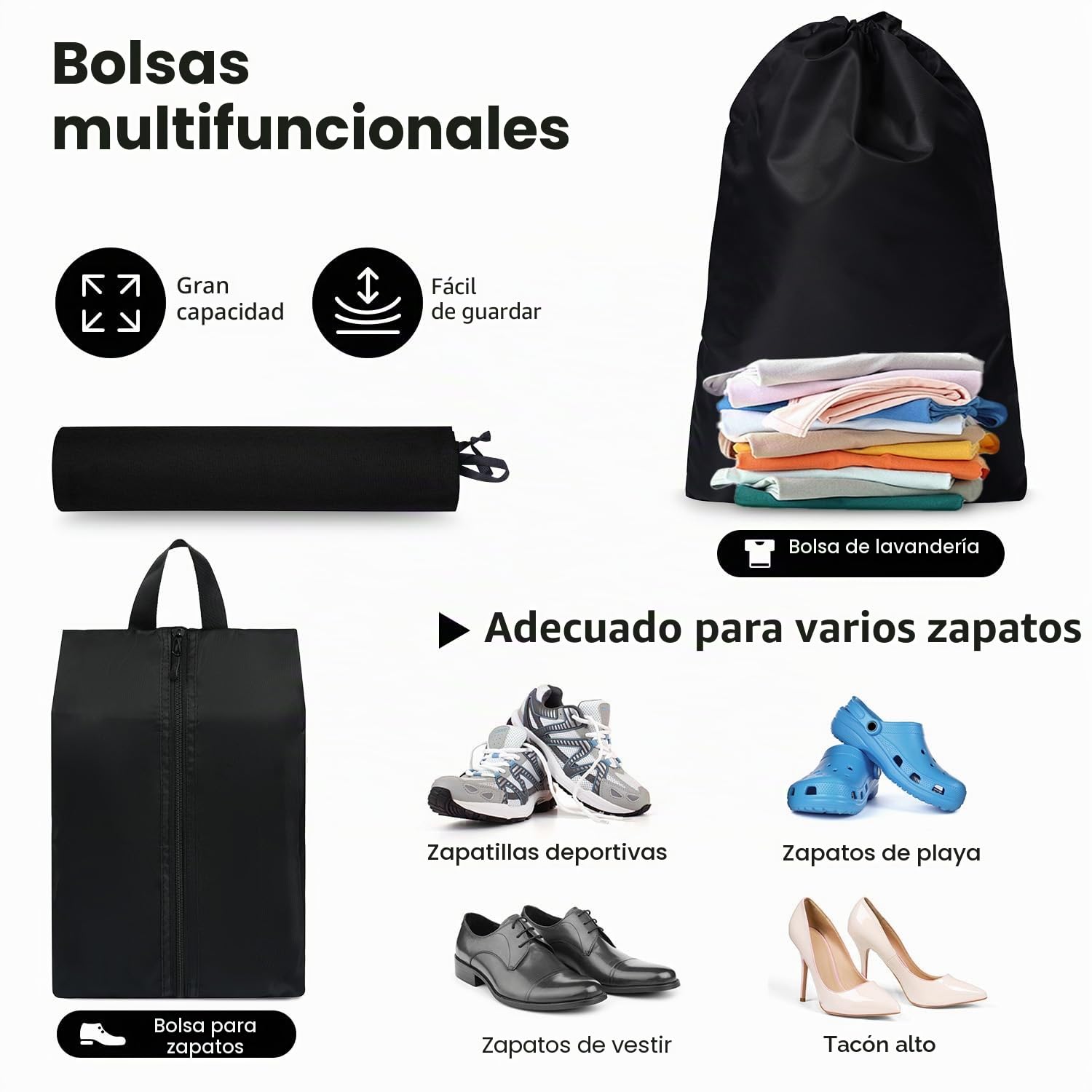 Cubos de embalaje para maletas, juego de 10, organizadores de equipaje ligeros, cubos de embalaje para accesorios de viaje - Negro